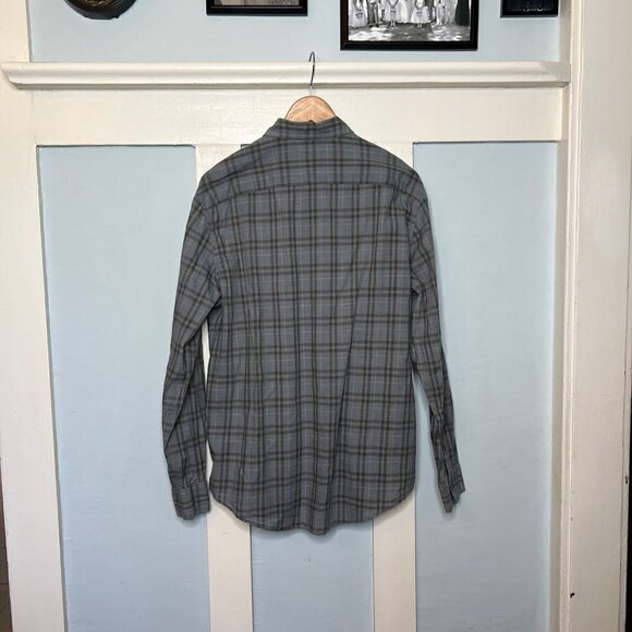 John Varvatos Grey Plaid Button Front Shirt - Picture 3 of 5